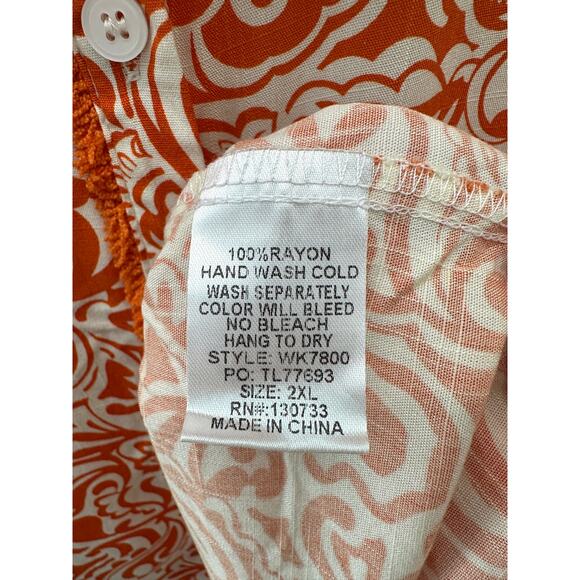 UMGEE | Orange & White Paisley Button Front Top Boho Oversized NWT | 2XL - Picture 7 of 7